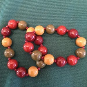 2 OLIVE, GOLD, RUST & BROWN BALL BRACELETS  🌟